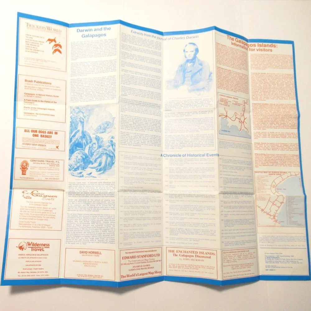 Vintage Galapagos map and post cards